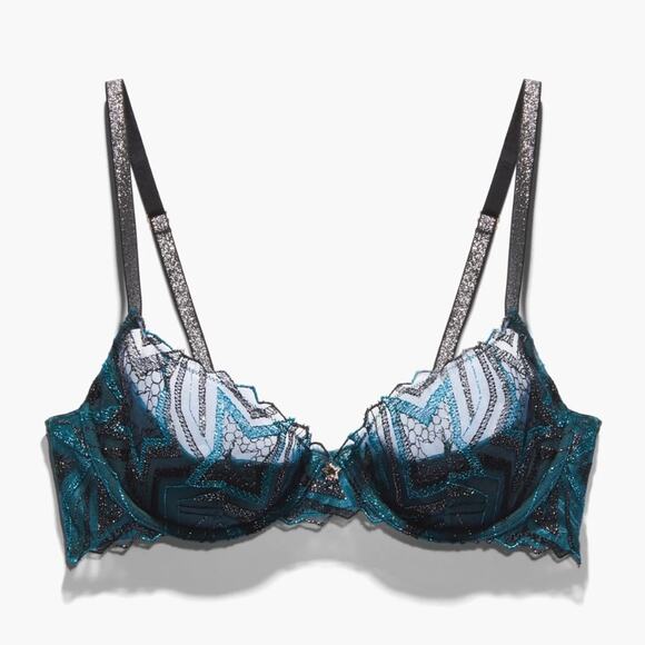 Savage X Fenty SHINING STAR EMBROIDERED HALF CUP PLUNGE BRA 36D NWT - Picture 3 of 4